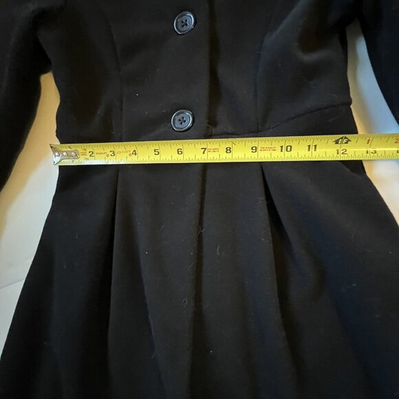 Vtg Copper Key Soft Black Coat Faux Fur Leopard Trim Size 7/8 Buttons Pockets - Picture 7 of 13